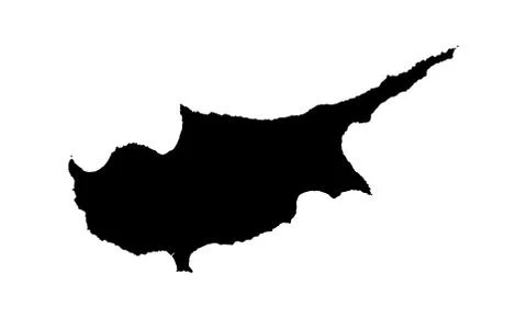 Cyprus map vector silhouette isolated on white background. 库存插图