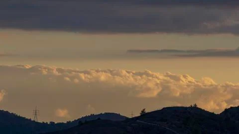 Cyprus mountain range during sunset Stock Photos