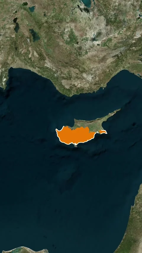 Cyprus National Border Vertical Map Topography Animation 4K Stock-Footage 329917855