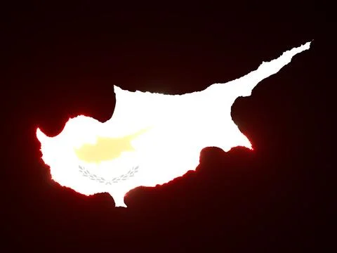 Cyprus with national flag on night map Stock Illustration