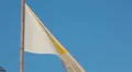 Cyprus national flag waving on flagpole on blue sky background HD Footage