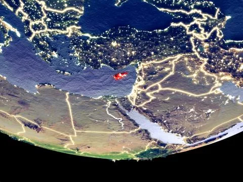 Cyprus at night from space Stock Photos
