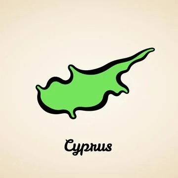 Cyprus - Outline Map Stock Illustration