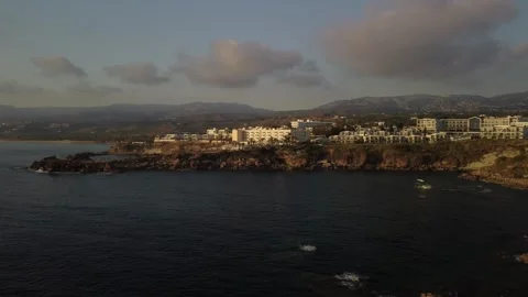 Cyprus Paphos - Drone Pan Over Sea &amp; Resort Stock Footage 281173240