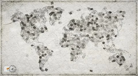 Cyprus Paphos Stamp World Map Stock Illustration