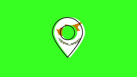 Cyprus pointer emblem with national flag on green screen Stock Footage 311762067