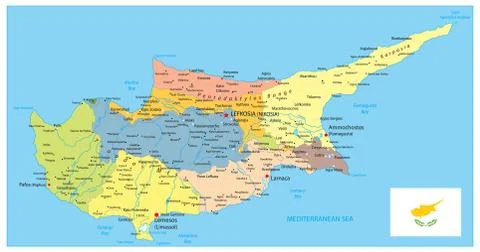 Cyprus Political Map Stock Illustration