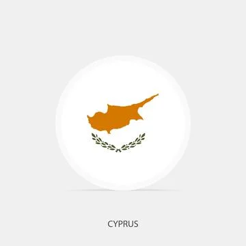 Cyprus round flag icon with shadow. Stock Illustration