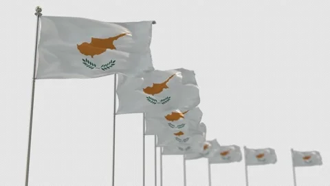 Cyprus Row Of Flags Animation Include Alpha Channel  Stock Footage 163044837