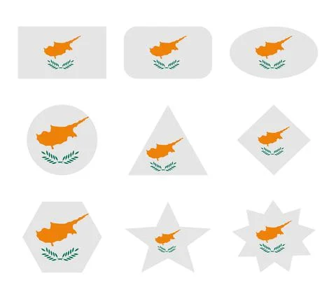 Cyprus set of flags with geometric shapes Stock Illustration