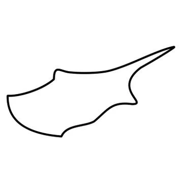 Cyprus - solid black outline border map of country area. Simple flat vector イラスト素材