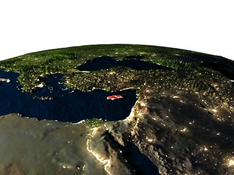 Cyprus from space at night Stock Illustration