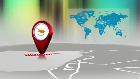 Cyprus World Map Pin Location Background Loop 4k Stock Footage 341815664