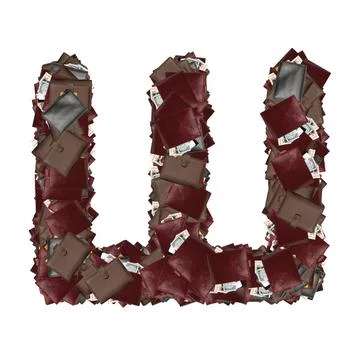 Cyrillic fonts with wallets inside dollars. Stock-Illustration