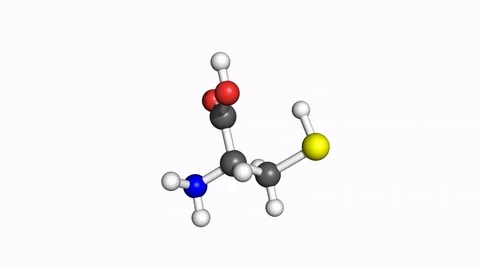 Cysteine molecule, rotating model Stock Footage 79799632