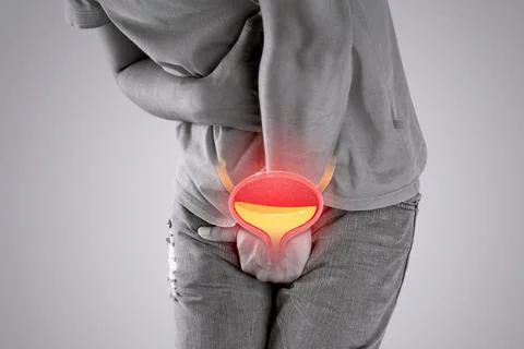 Cystitis symptoms with men. Stock Photos