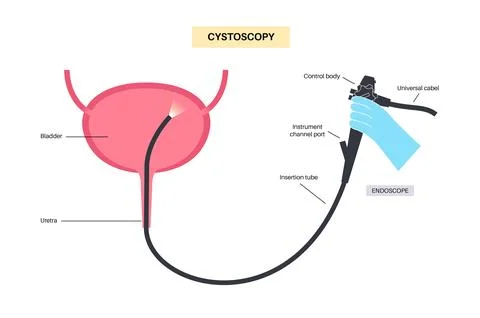 Cystoscopy examination concept Stock Illustration