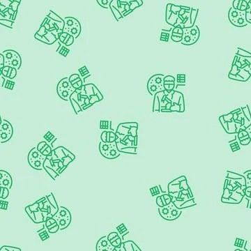 Cytologist worker line seamless pattern 스톡 일러스트