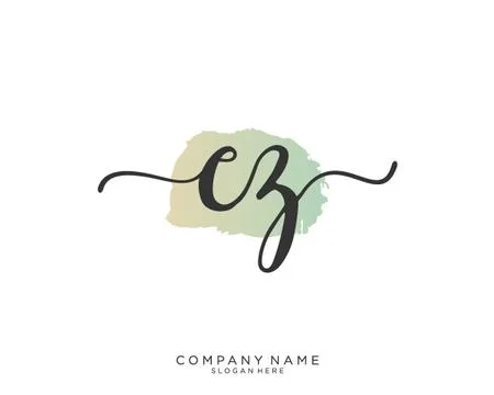 CZ Initial handwriting logo design Stock Illustration