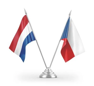 Czech and Netherlands table flags isolated on white 3D rendering Stock Illustration