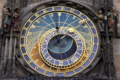 Czech astronomical clock tower Stock Photos