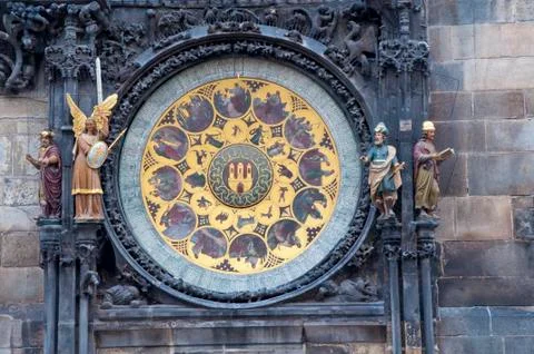 Czech astronomical clock tower Stock Photos