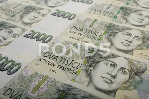 Czech banknotes crowns background Stock Photos