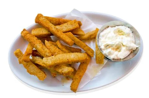 Czech Beer Snack - Fried Bread and Garlic Mayonnaise Stock Photos