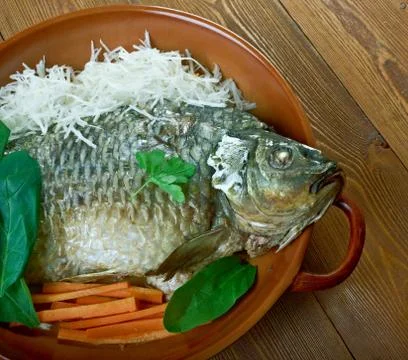 Czech Carp Poached Stock Photos