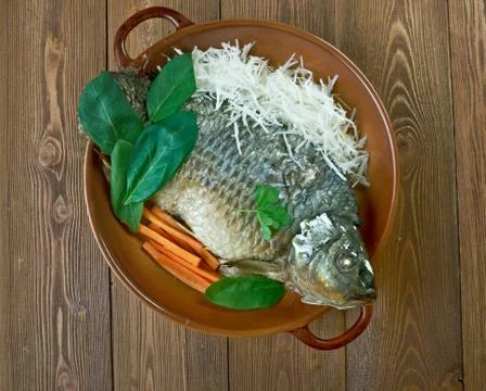 Czech Carp Poached Foto stock