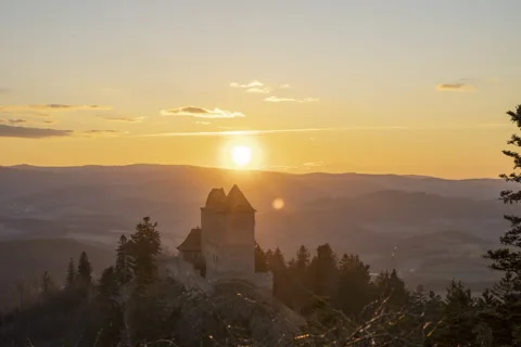 Czech Castle/Kaspersk Sunset Timelapse Stock Footage 217376742