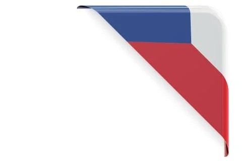Czech flag corner, button, label. 3D rendering Stock Illustration