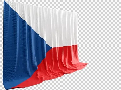 Czech Flag Curtain in 3D Rendering Czech Republic's Resilience Stock-Illustration