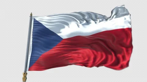 Czech Flag on a flagpole Waving on Transparent Alpha Background Stock-Footage 292113504