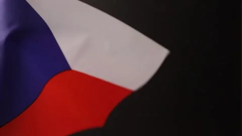 Czech flag flutters on a black background, close up Stock Footage 279397616