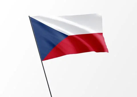 Czech flag flying high in the isolated background Czech independence day Stock Illustration
