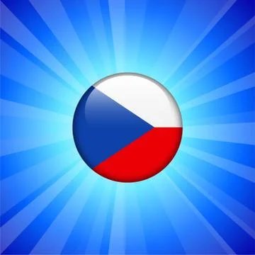 Czech Flag Icon on Internet Button Stock Illustration