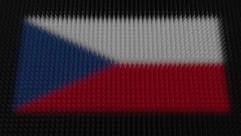 Czech Flag Light Shining on Scrolling Bullets Stock Footage 291460961