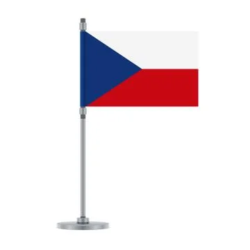 Czech flag on the metallic pole, vector illustration Stock Illustration