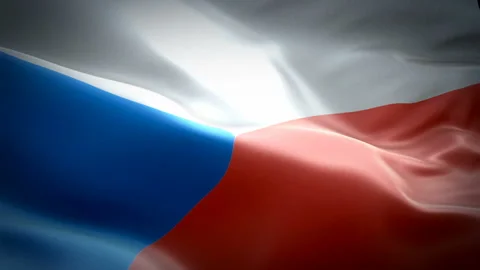 Czech flag Motion Loop video waving in wind. Realistic Czechia Flag background Stock Footage 106392437