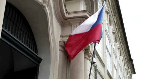 Czech flag outside castle Stock Footage 53497010