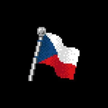 Czech Flag in Pixel Art Stock Illustration