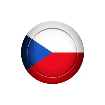 Czech flag on the round button, vector illustration Stock Illustration