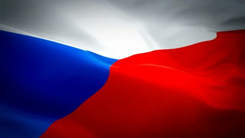 Czech flag video waving in wind. Realistic Czechia Flag background. Praga Czech Stock Footage 106392378