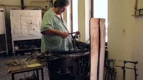 Czech glassmakers Stock Footage 42435916