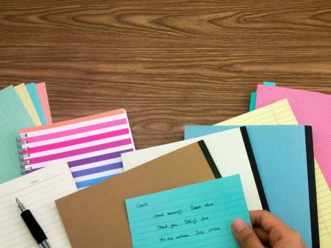 Czech; Learning New Language Writing Words on the Notebook Stock Photos