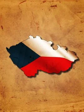 Czech map with flag Stock Illustration