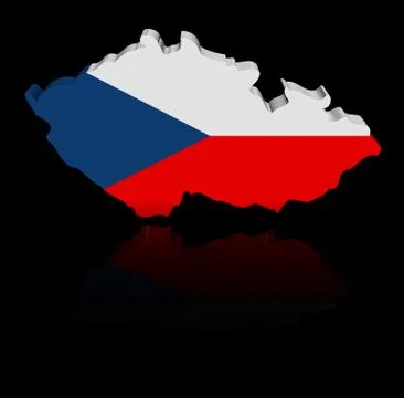 Czech map flag with reflection illustration Stock Illustration
