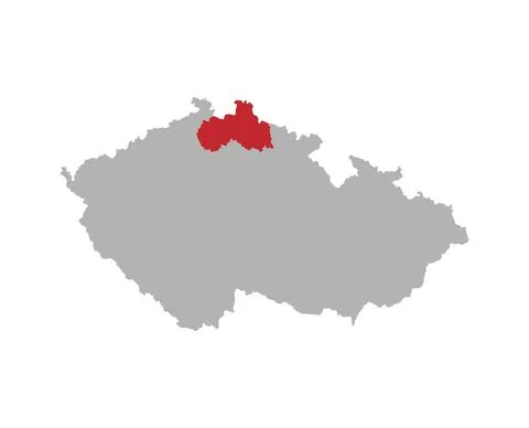 Czech map with Liberec region red highlight Stock Illustration