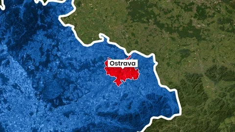 Czech Republic aerial map video footage highlighting the Ostrava city area Stock Footage 342124108